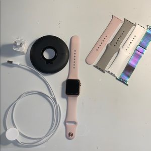 pink sand series 3 apple watch w/ accessories